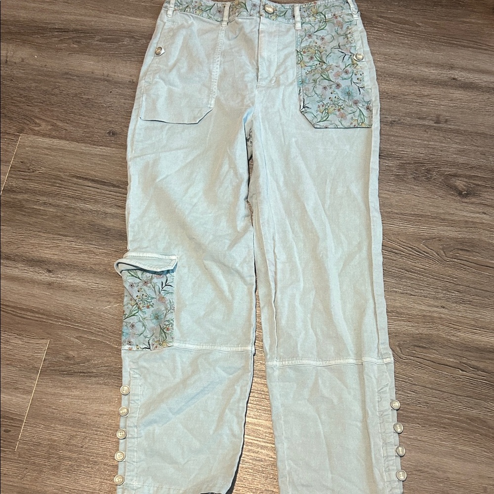 Anthropologie Blue patches Floral Pants